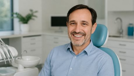 Ασθενής μετά την τοποθέτηση εμφυτευμάτων δοντιών σε σύγχρονο οδοντιατρείο στην Αθήνα